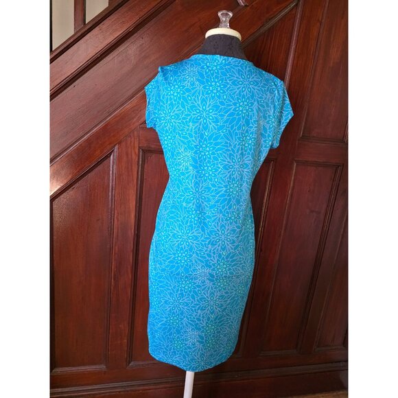 L.L.Bean Womens Floral Pattern Blue Dress S - Picture 4 of 8